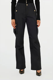 JC Black Cargo Trousers With Gold Buttons BLACK VFT152-VF231