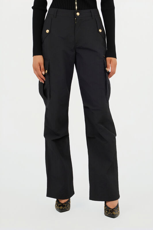 JC Black Cargo Trousers With Gold Buttons JC Black Cargo Trousers With Gold Buttons BLACK VFT152-VF231