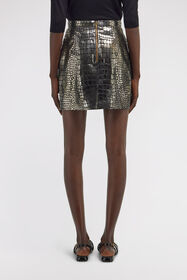 RC Leather skirt Croco print Argent TKP302-PN003