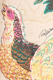RC Blazer In Seta con Stampa Oriental Bird Avorio/Rosa VKT405-TYP76
