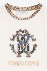 JU Logo-T-Shirt mit Leopardensaum IVORY XJT60S-JD003