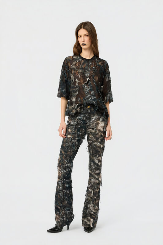 RC T-Shirt con stampa Fur su pizzo effetto destroyed RC T-Shirt con stampa Fur su pizzo effetto destroyed BLACK/BEIGE XWT644-7HT79