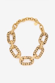RC Collier Chaîne Avec Cristaux Et Motif Tiger Skin Or VKG022-AM011