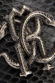 RC Sandales slide noires en cuir effet serpent BLACK VMS001-PZ03S