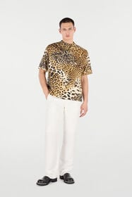 RC Cotton T-Shirt With Leopard Print Light brown VRT62B-3PH91