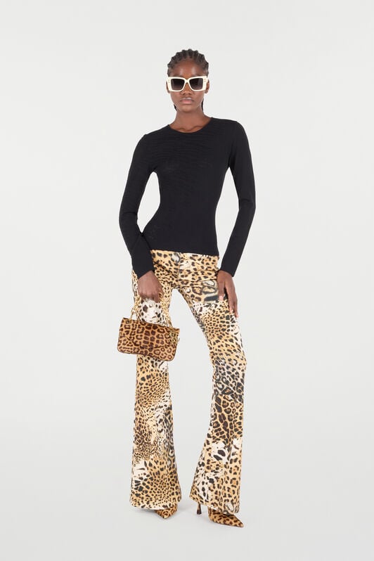 RC Pull À Motif Tiger Skin Ajouré RC Pull À Motif Tiger Skin Ajouré Noir UKM602-MQ014