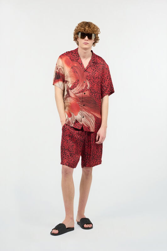 JC Shorts With Jaguar Skin Print JC Shorts With Jaguar Skin Print Red UFT013-UF033