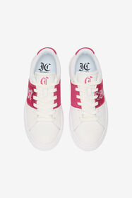 JC White Sneakers With Fuchsia Side Insert WHITE VFS078-VF606
