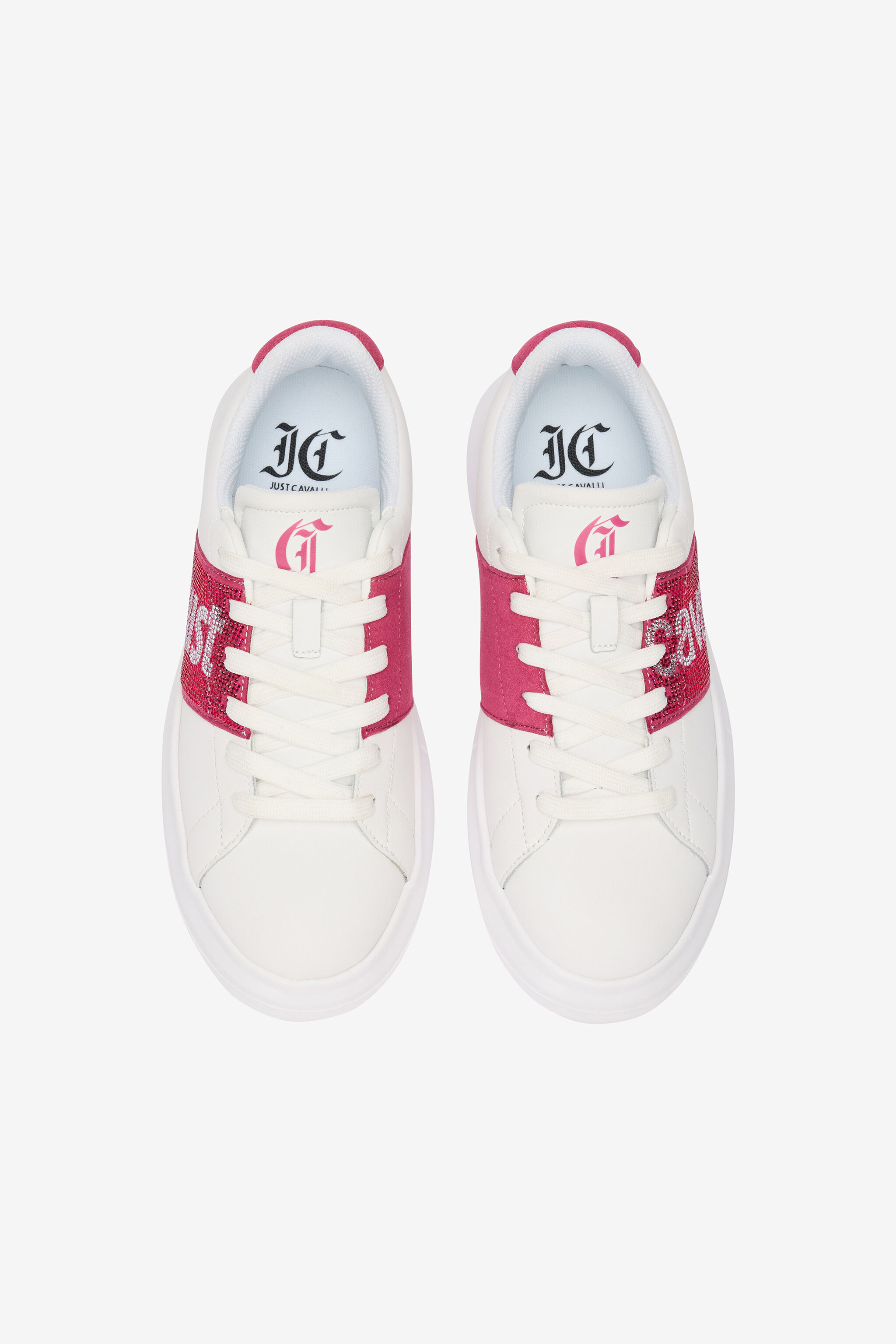JC White Sneakers With Fuchsia Side Insert JC White Sneakers With Fuchsia Side Insert WHITE VFS078-VF606