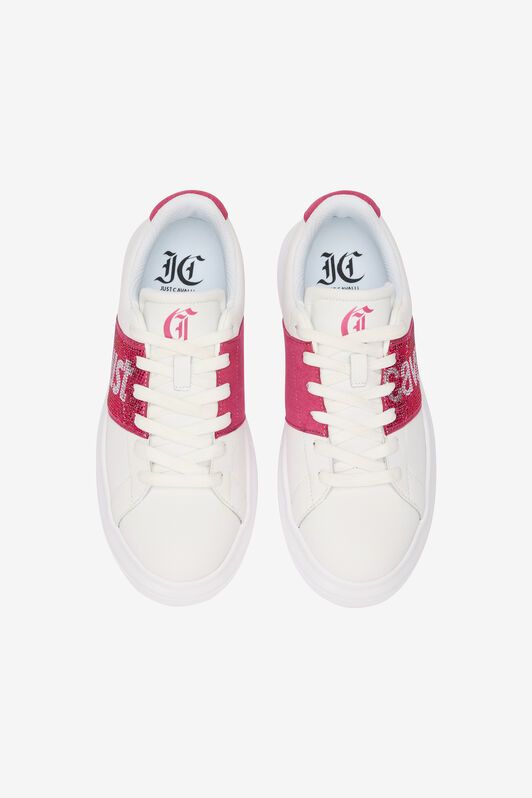 JC White Sneakers With Fuchsia Side Insert JC White Sneakers With Fuchsia Side Insert WHITE VFS078-VF606