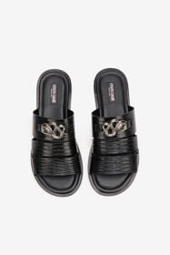 RC Sandalias De Cuero Negro BLACK WNS006-PZ908