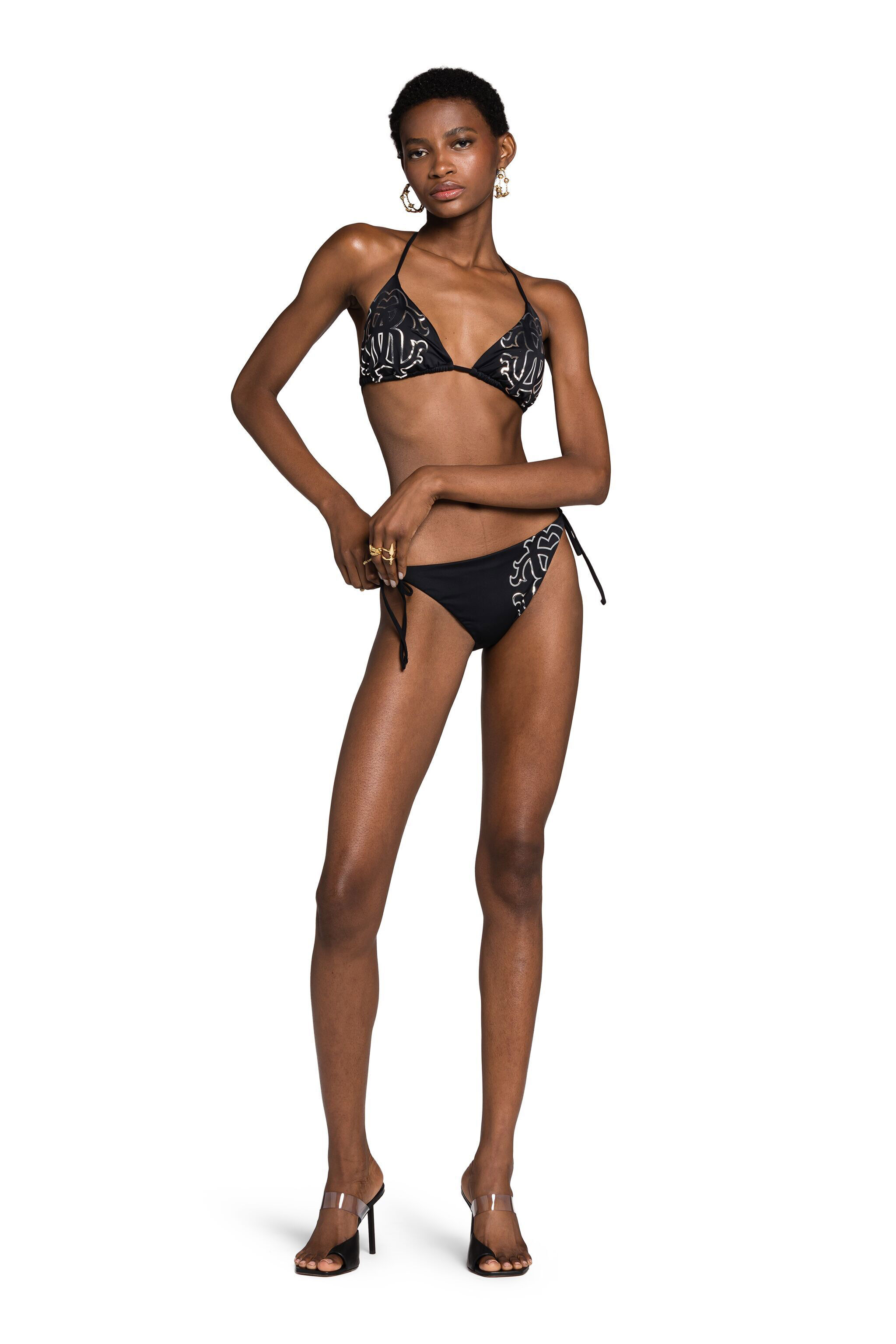 RC Schwarzer Bikini mit Logo Monogram RC RC Schwarzer Bikini mit Logo Monogram RC Schwarz KSW01Z-LL002