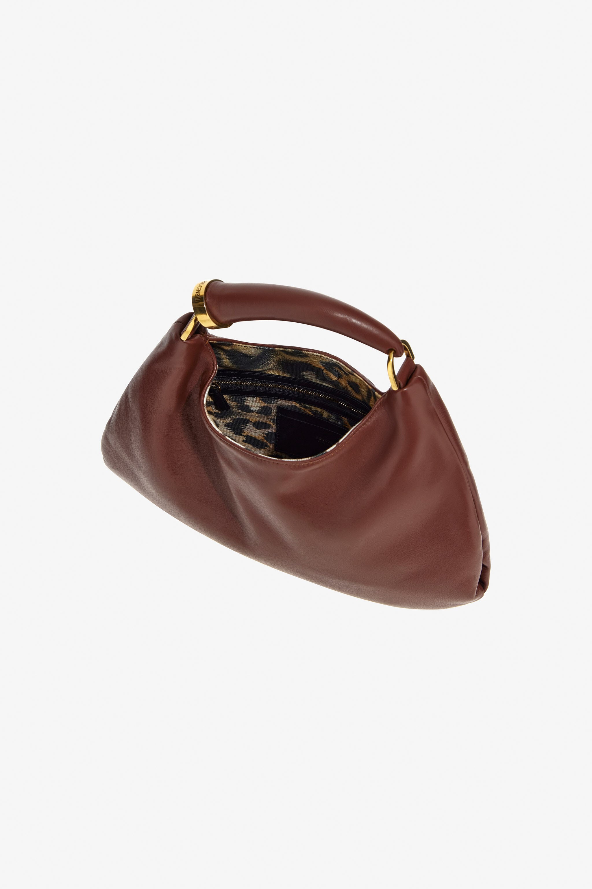 RC Leather Hobo Bag with Fang Handle Brown TKB009-PZM78
