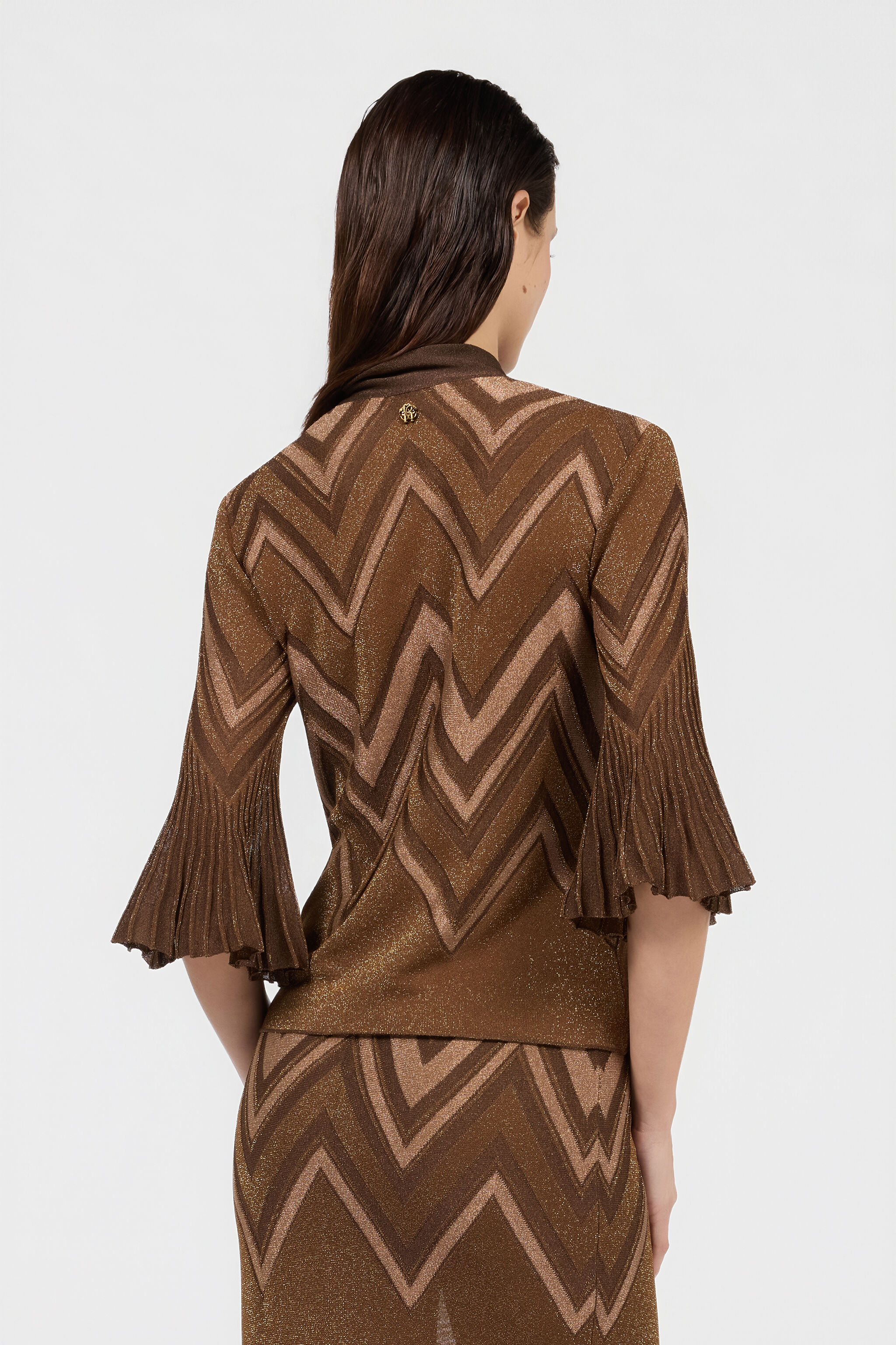 RC Chevron Pattern Knit Top BROWN/PINK XQM606-MO007