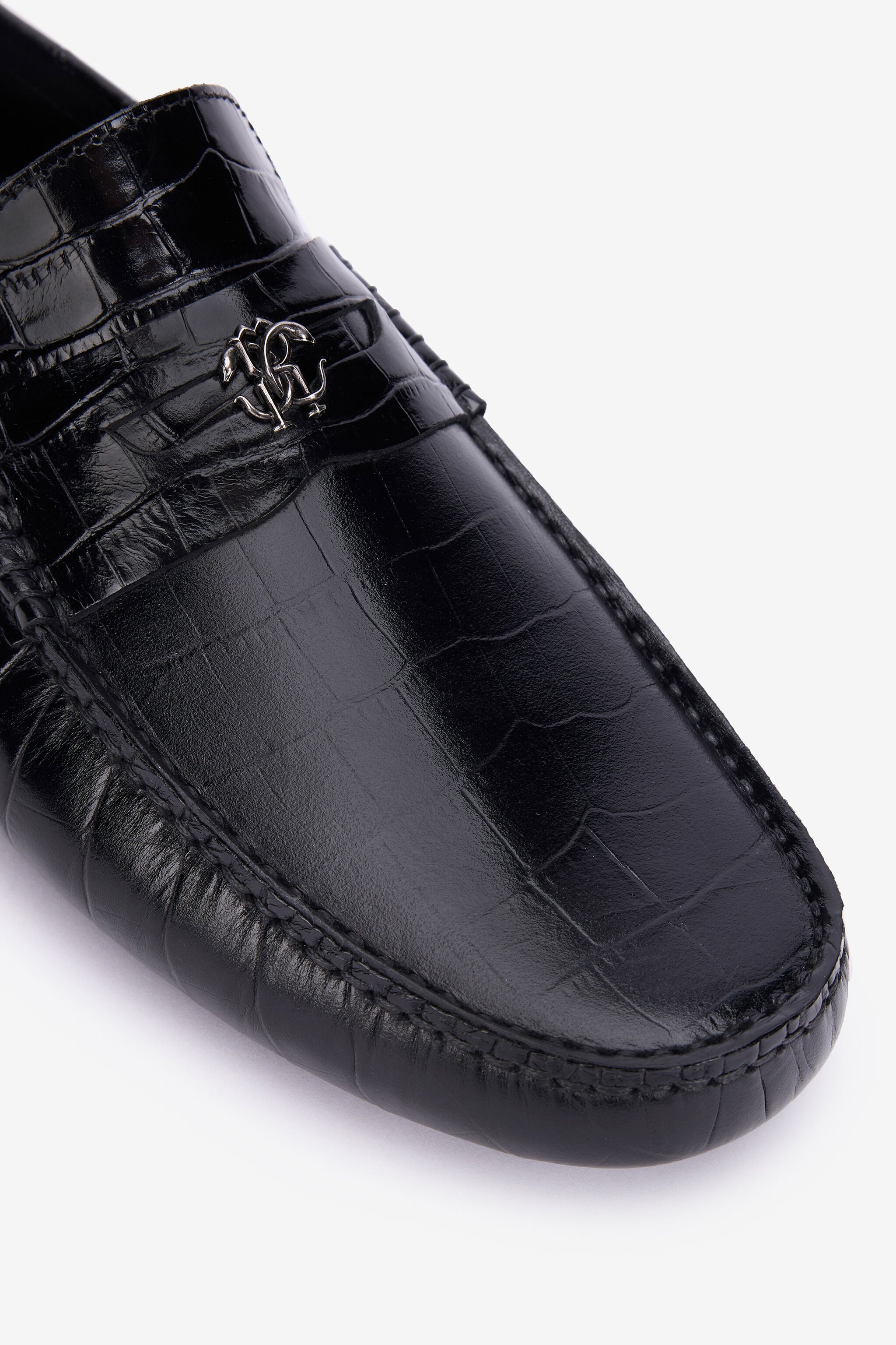RC Black Croc-Effect Leather Loafer BLACK QOS00A-PZ577