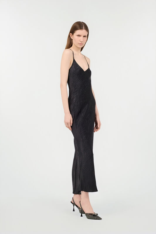 RC Silk Dress With Tiger Skin Pattern BLACK POT10A-2NQ88