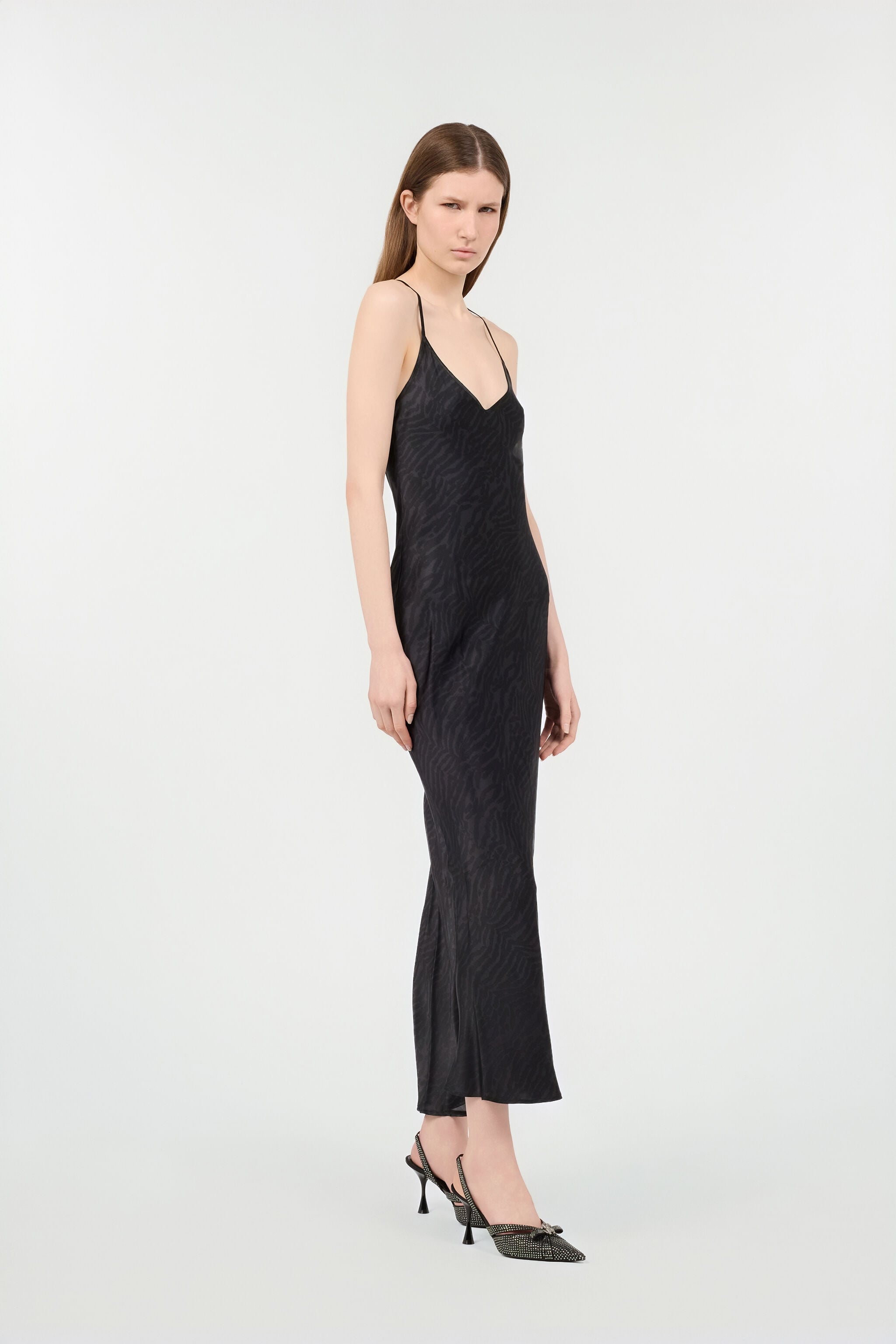 RC Silk Dress With Tiger Skin Pattern BLACK POT10A-2NQ88