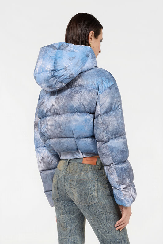 RC Down Jacket With Tie-Dye Effect MID-BLUE XQT801-SB026