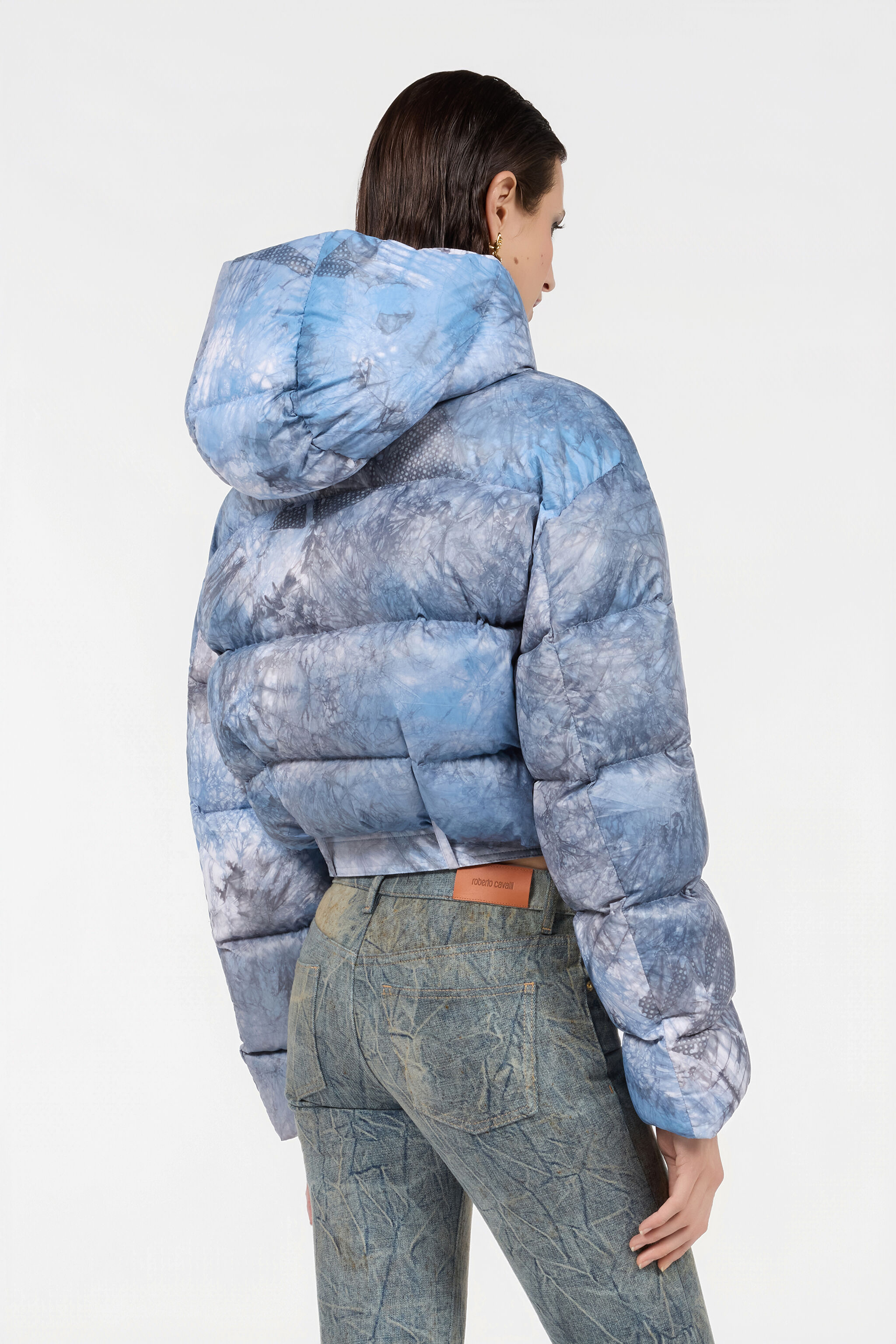 RC Down Jacket With Tie-Dye Effect MID-BLUE XQT801-SB026