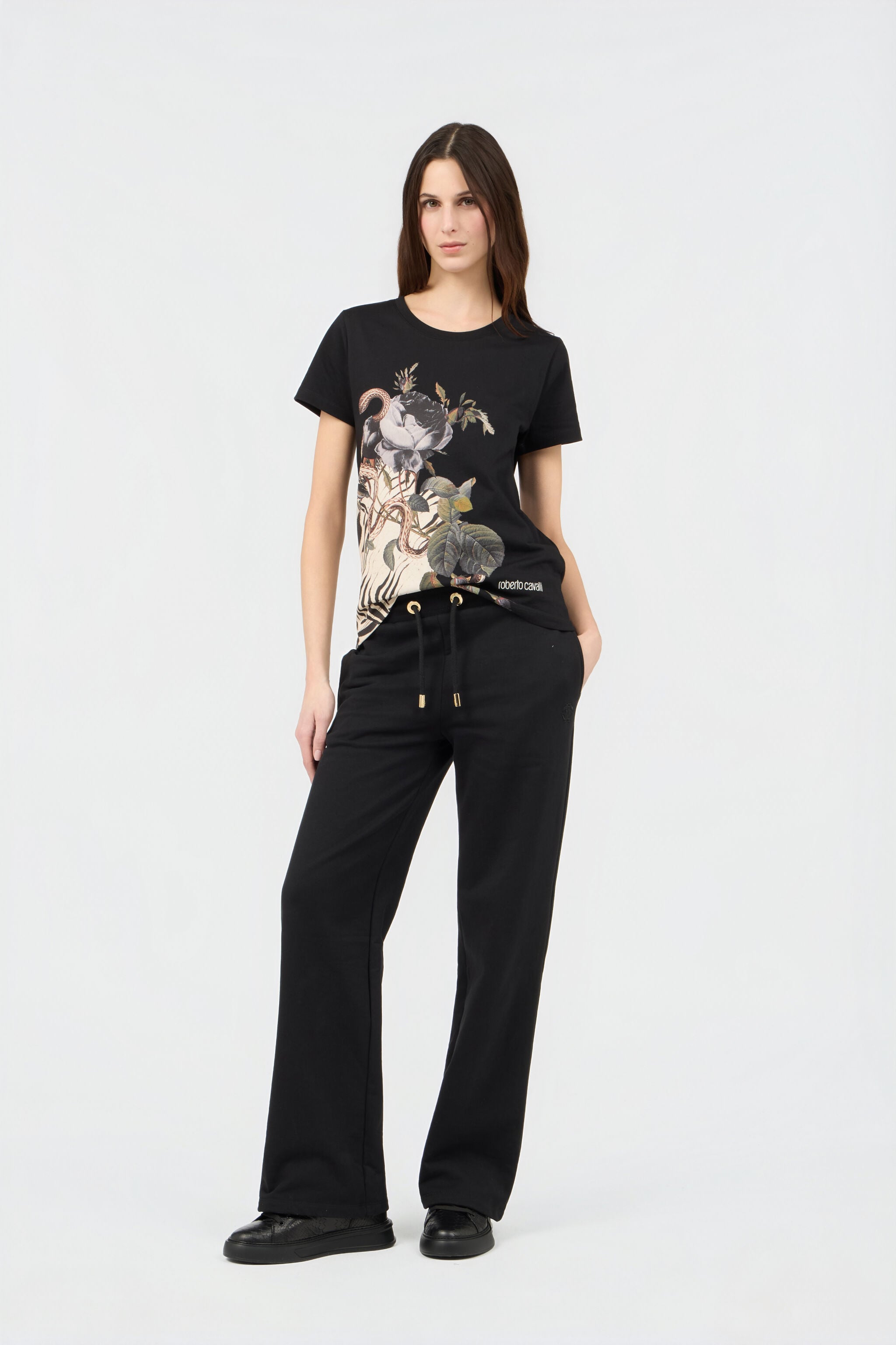 RC Pantaloni In Cotone Neri Con Monogram RC BLACK SOT20H-CF013