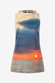 RC Kurzes Kleid mit Sunrise-Print Blau/Orange UWT138-4QN96