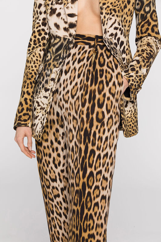 RC Leopard-print straight-leg trousers Light Brown QKT220-7OF53