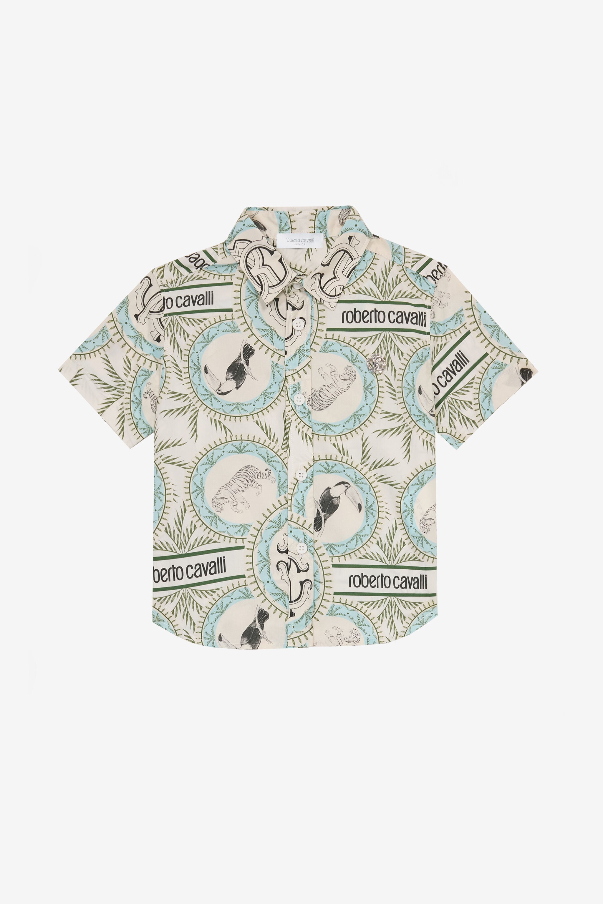 JU Animal-Print Shirt With RC Monogram And Lettering JU Animal-Print Shirt With RC Monogram And Lettering Ivory UJT701-7MO42