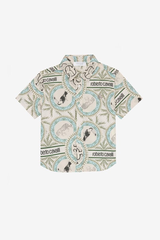 JU Animal-Print Shirt With RC Monogram And Lettering JU Animal-Print Shirt With RC Monogram And Lettering Ivory UJT701-7MO42
