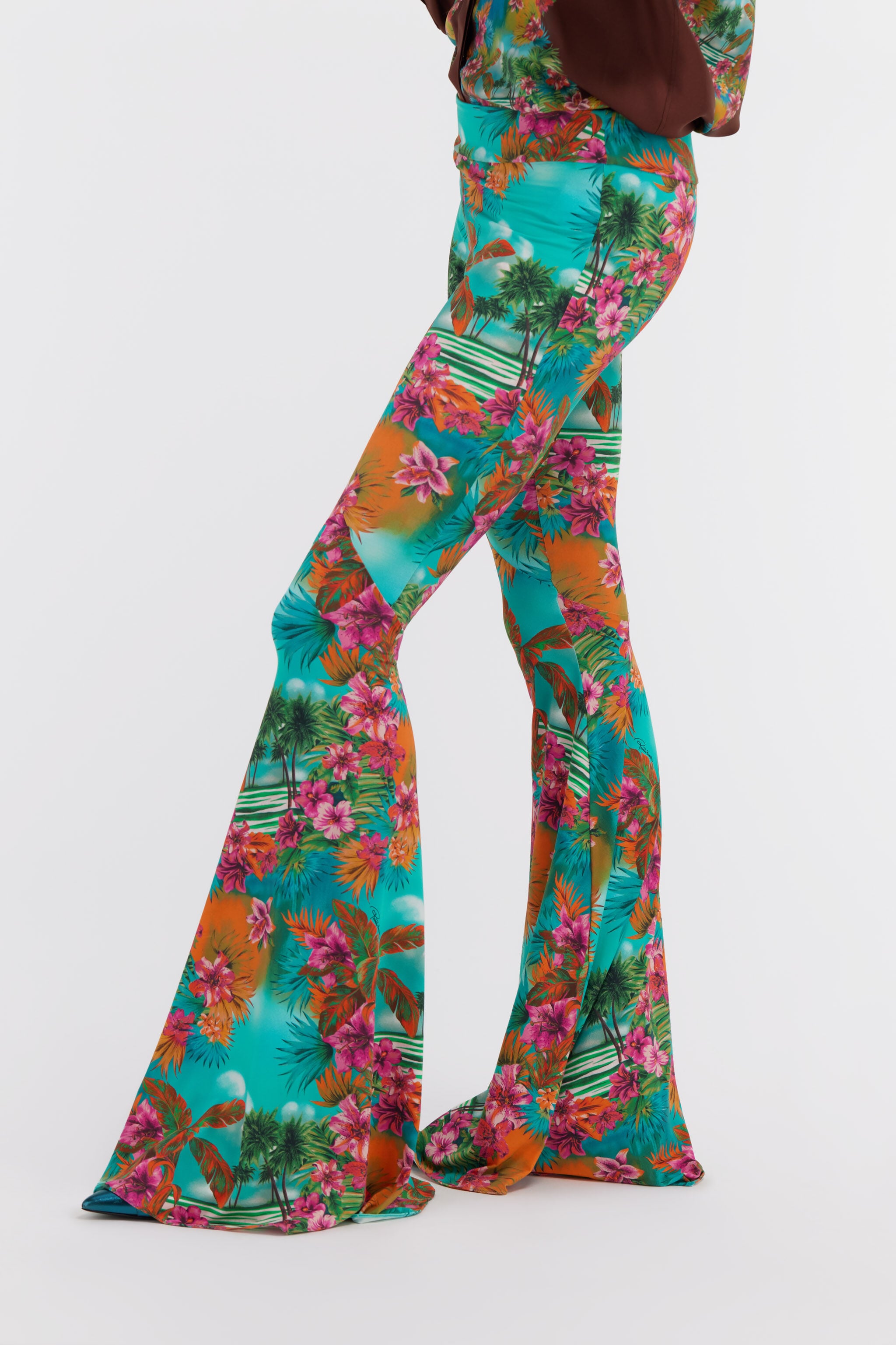 RC Hawaii Print Flared Trousers Light blue SKT204-LNI84