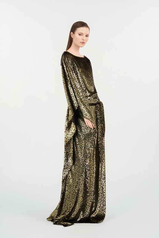 RC Glossy Silk Animal-Print Kimono Dress RC Glossy Silk Animal-Print Kimono Dress BLACK/GOLD WKT180-FT061