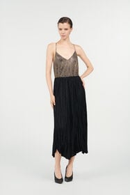 RC Silk Midi Skirt with Monogram RC Black VKT306-RK010