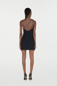 RC Mini Dress With Bejeweled Neckline Black VQR137-KU013