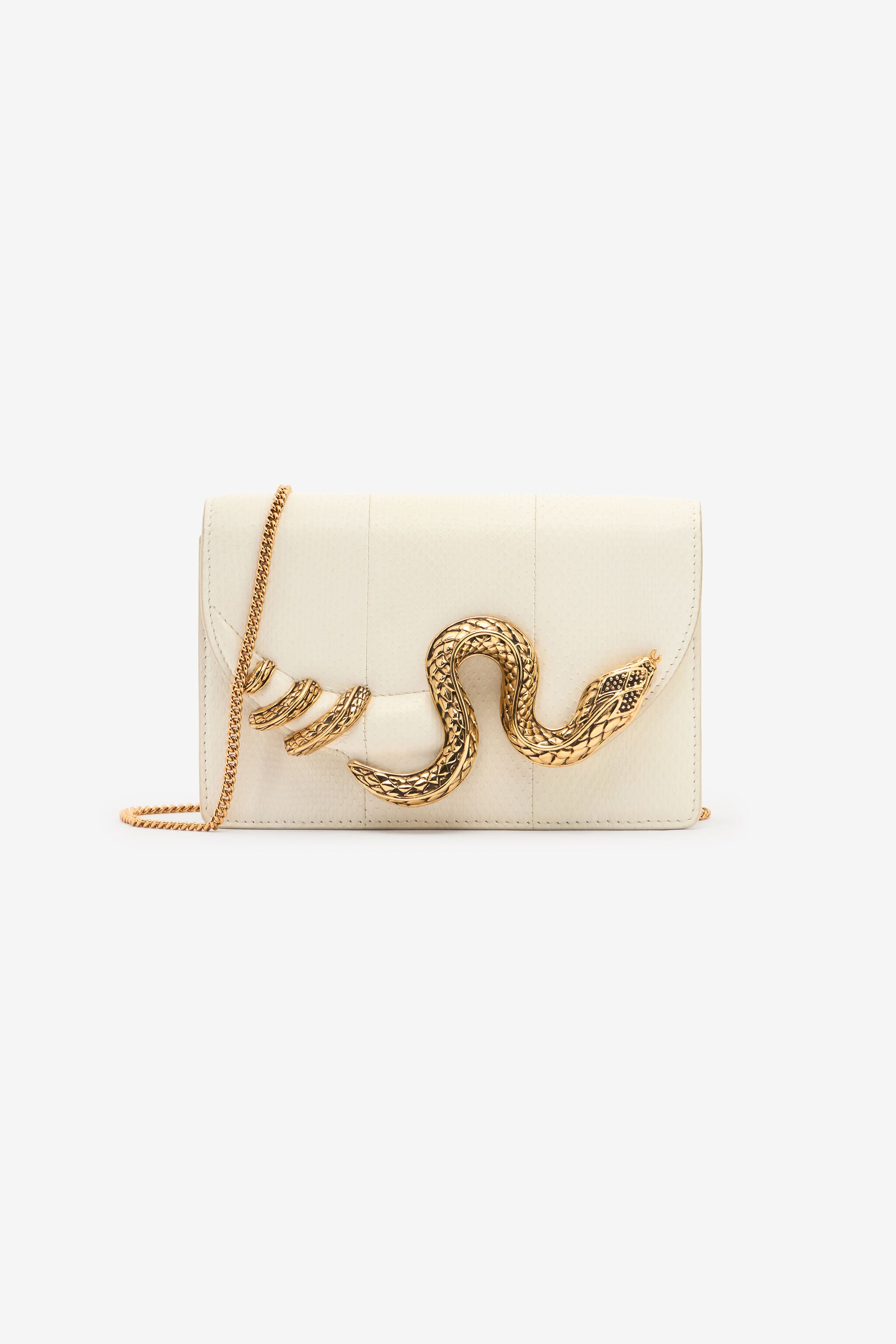 RC White Bag with Snake and Scale Motif RC White Bag with Snake and Scale Motif WHITE WWB001-PA001