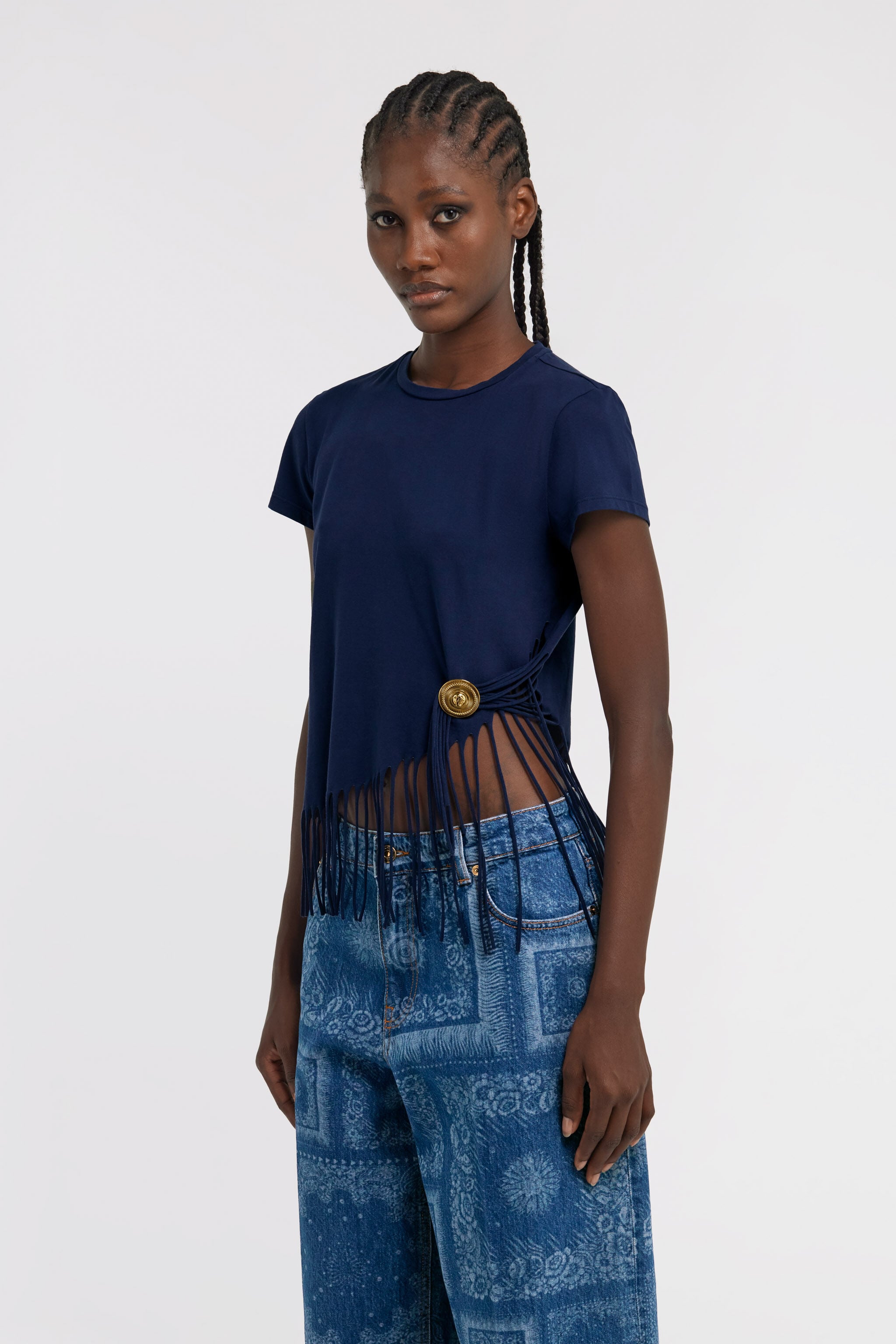 RC T-shirt with fringing RC T-shirt with fringing Dark blue TKT60D-JD061