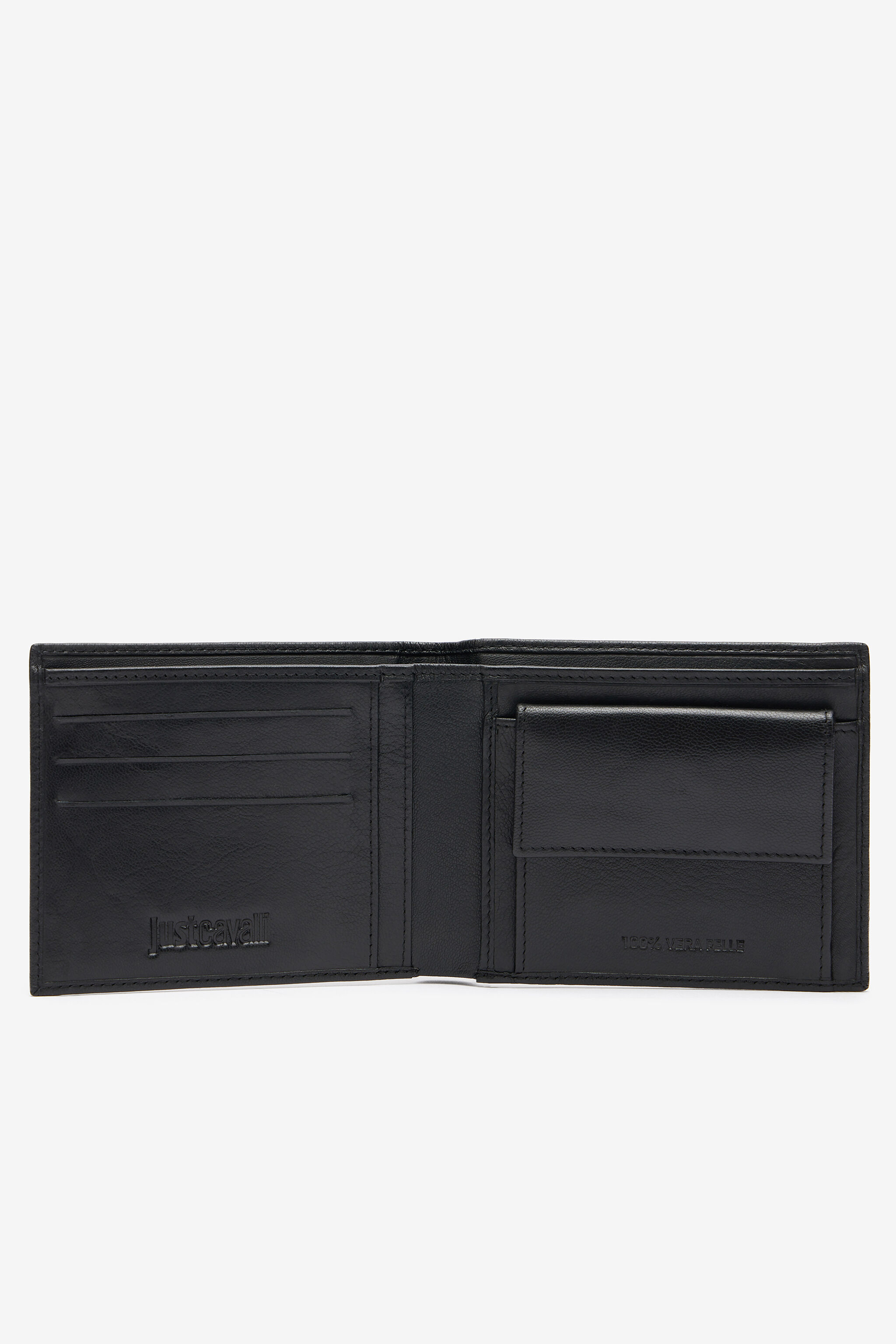 JC Just Cavalli Black Bifold Wallet with Embossed Logo JC Just Cavalli Black Bifold Wallet with Embossed Logo BLACK VFP020-VF576
