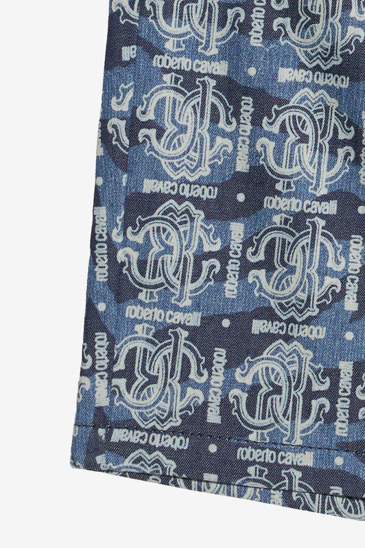 JU Denim Shorts With RC Monogram Blue UJJ209-DYO44