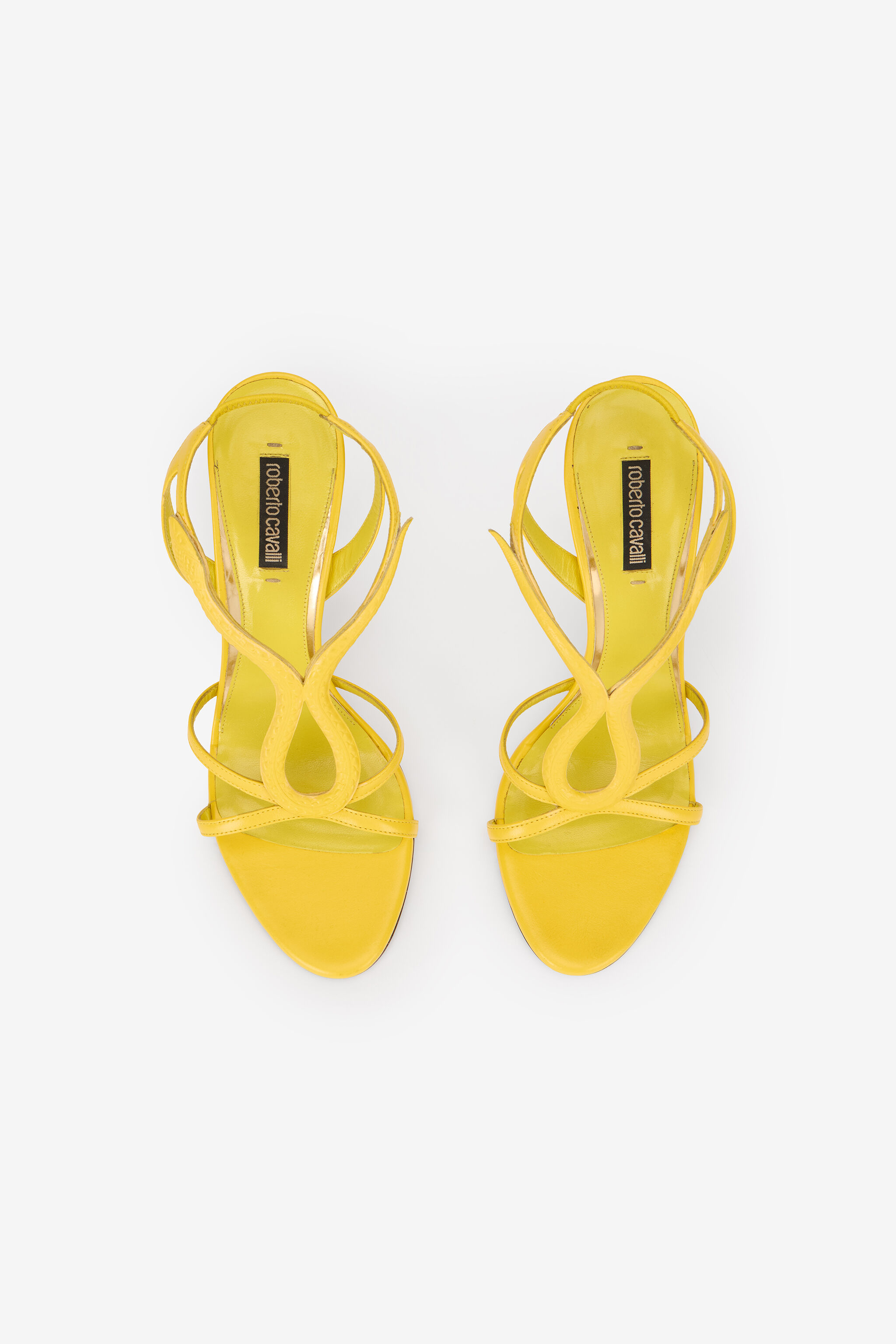 Leather Sandals with Snake Detail in YELLOW for Women | Roberto