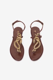 RC Sandalias planas de dedo marrones con serpientes BROWN WWS003-PAM08