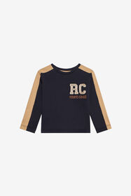JU Navy and Beige Long-Sleeve T-Shirt BLUE M/B.M XJT61S-JD003