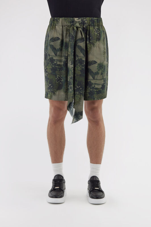 RC Shorts De Seda Con Estampado Hawaii Verde oscuro SRT274-4QI84