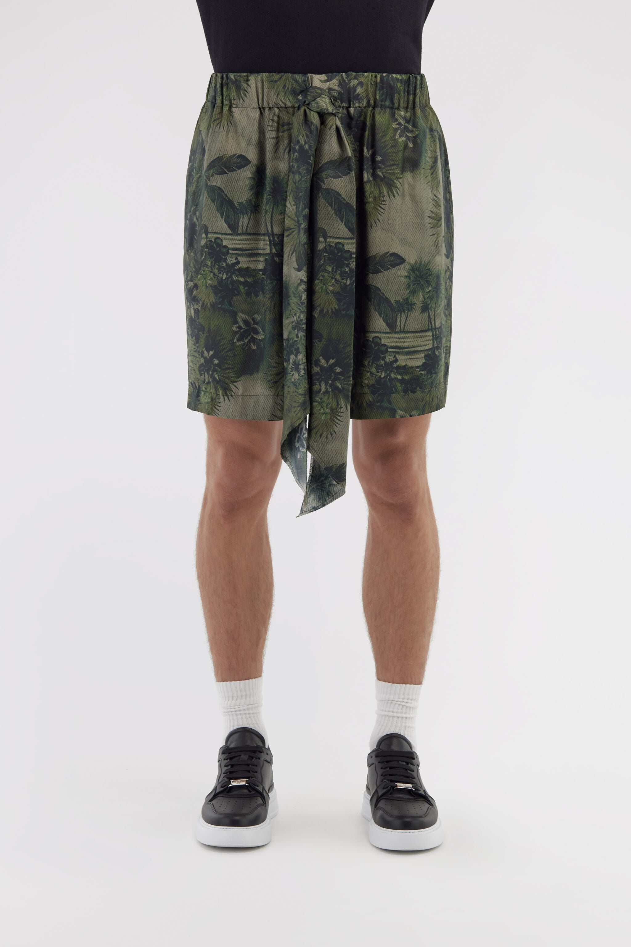 RC Shorts De Seda Con Estampado Hawaii Verde oscuro SRT274-4QI84