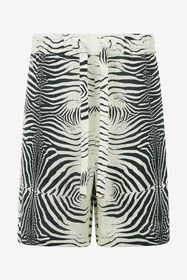RC Linen Bermuda Shorts With Mini Zebra Print Black/White URT271-3HN49