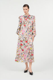 RC Abito Lungo in Seta con Stampa Florentine Flowers BEIGE WQT112-RYR29
