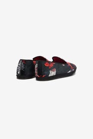 RC Bestickte Samt-Slipper Schwarz/Rot VRS018-VLV03