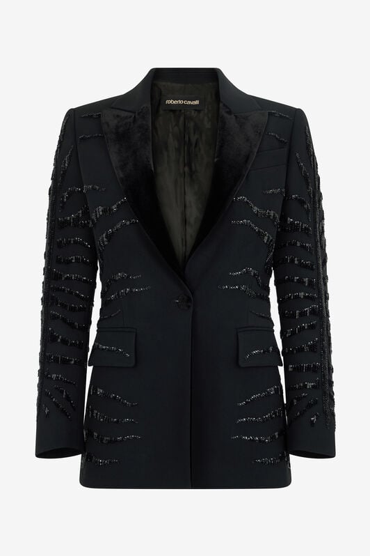 RC Black Jacket with Zebra Sequin Pattern RC Black Jacket with Zebra Sequin Pattern Black UKR415-KU013