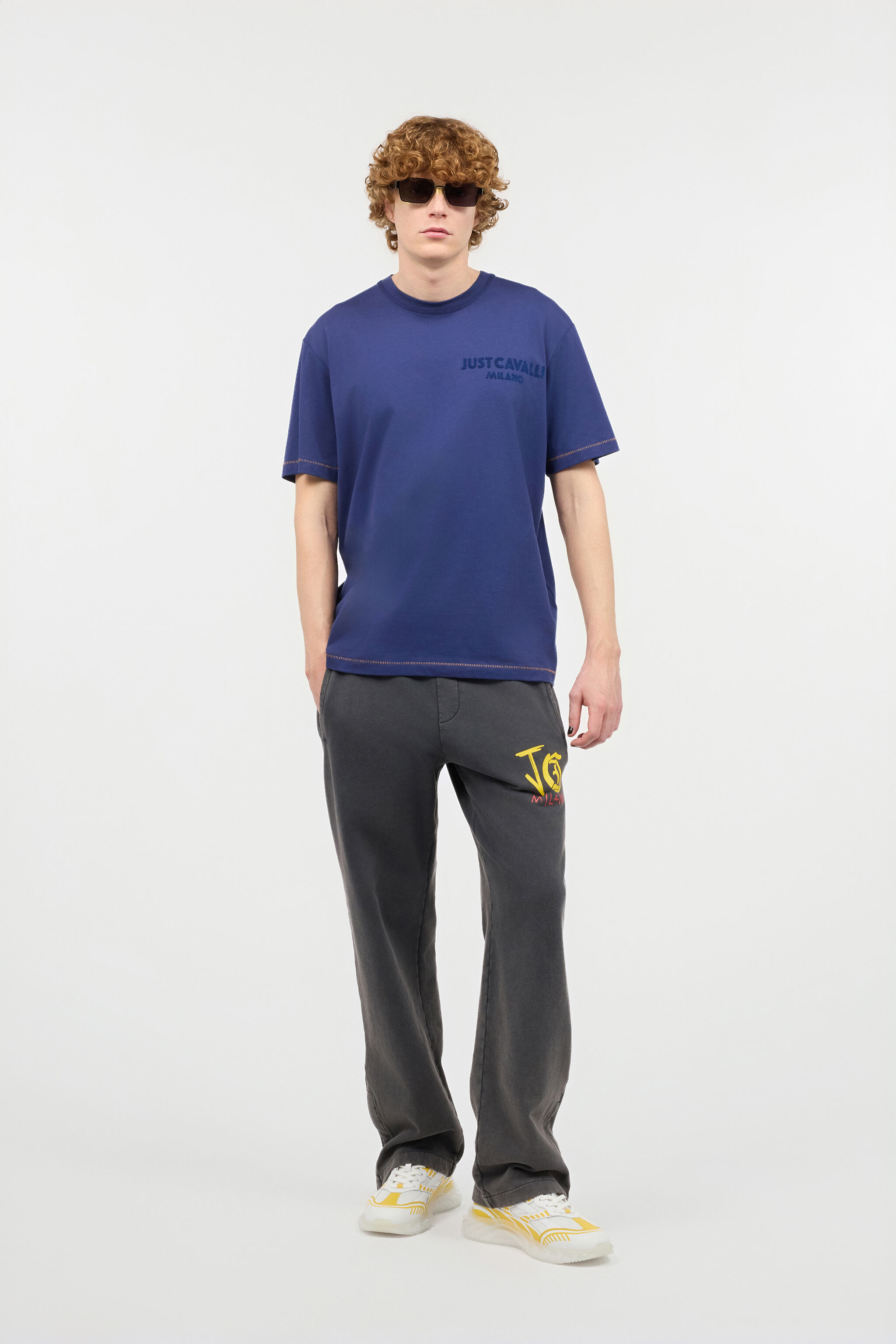 JC T-Shirt With JC Monogram And Contrasting Seams JC T-Shirt With JC Monogram And Contrasting Seams Dark blue UFT037-UF057