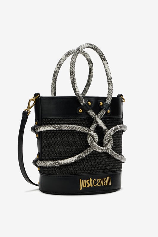 JC Black Bucket Bag With Python Print Details JC Black Bucket Bag With Python Print Details BLACK WFB116-WF446