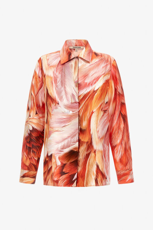 RC Plumange Print Silk Shirt Orange SWT704-4QL71