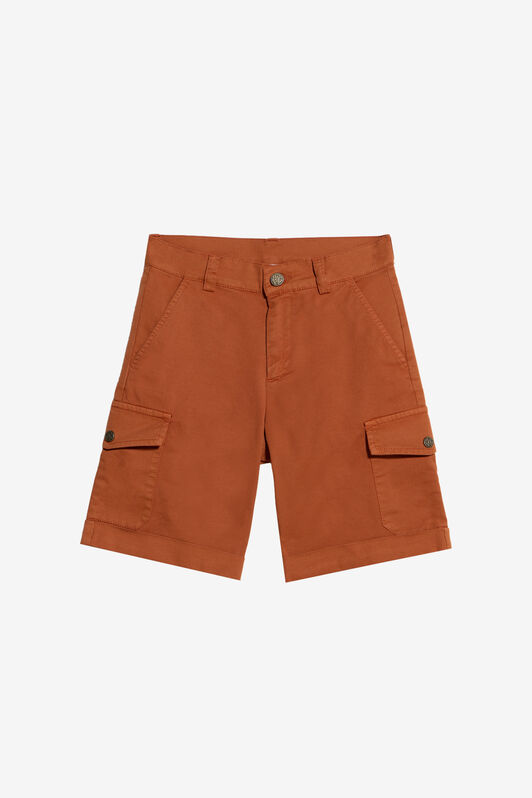 JU Bermuda En Coton Couleur Rouille JU Bermuda En Coton Couleur Rouille RUST WJT22H-CE035