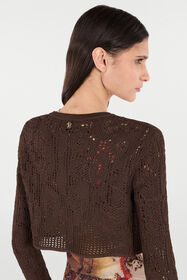 RC Crochet Effect Crop Top RC Crochet Effect Crop Top Brown VKM907-MAC01